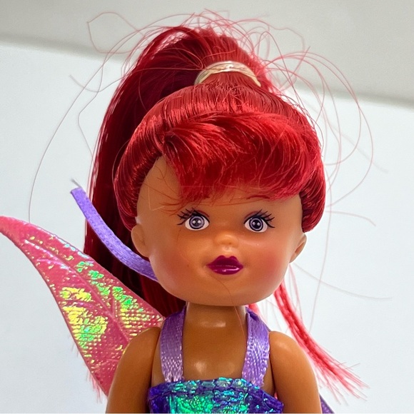 mini fairy 4 inch poseable red hair iridescent wings outfit. - Picture 4 of 4